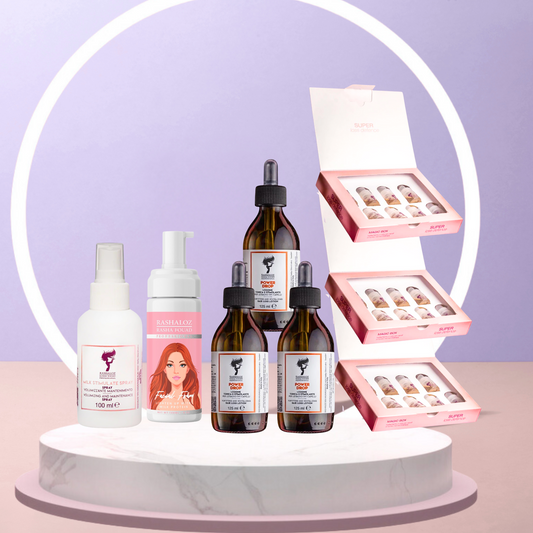3 Boxes lavender ampules + 3 power drops +1 Face foam + 1 Milk spray