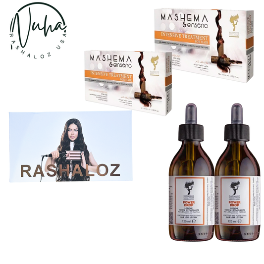 2 Power Drops + 2 Boxes Mashema Ampoules + Free Hair Styler
