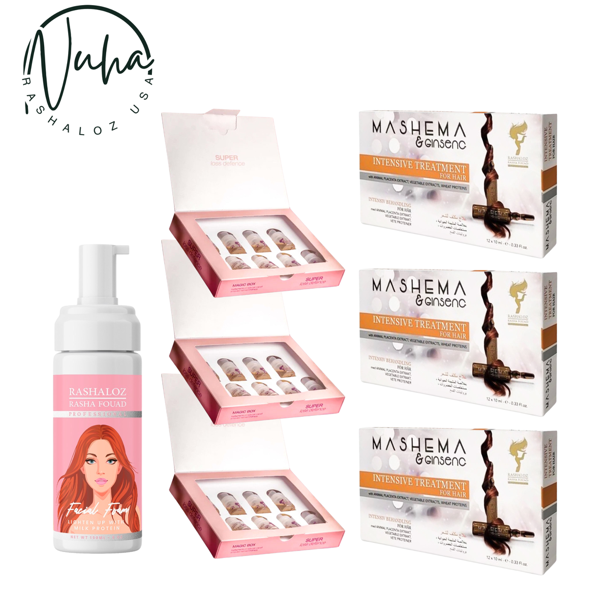 3 Mashema ampules + 3 Lavender ampules + 1 Face foam